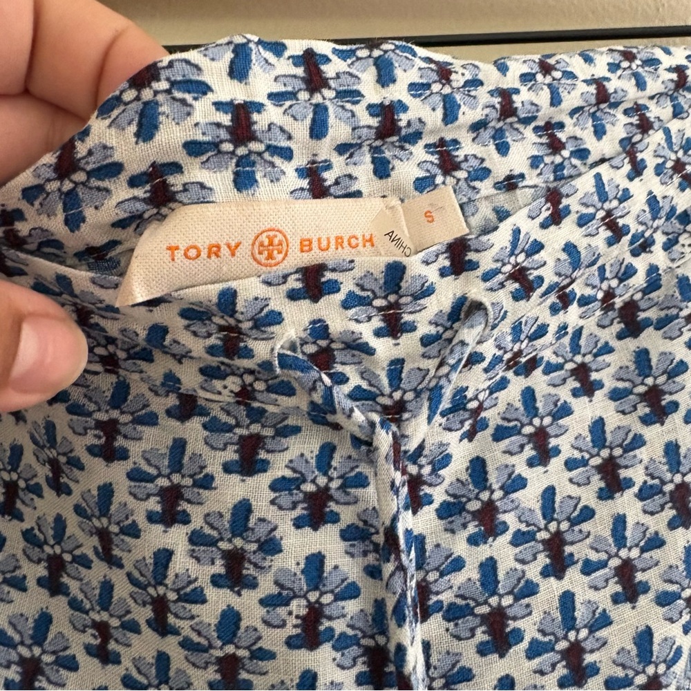 Tory Burch Linen Baja Blue Pants - Picture 6 of 10